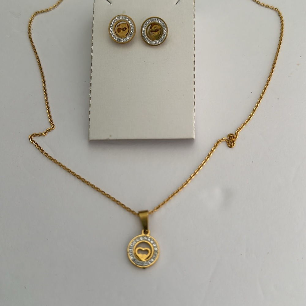 Stainless Steel Necklace+ Earrings- Women’s
